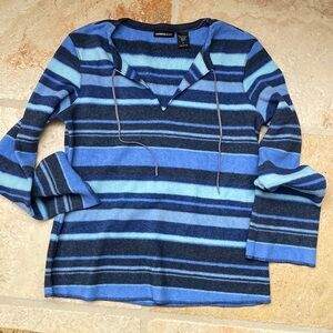 Express fleece shirt Top Sweater Women’s Blue stripe beach surf hippie Size L